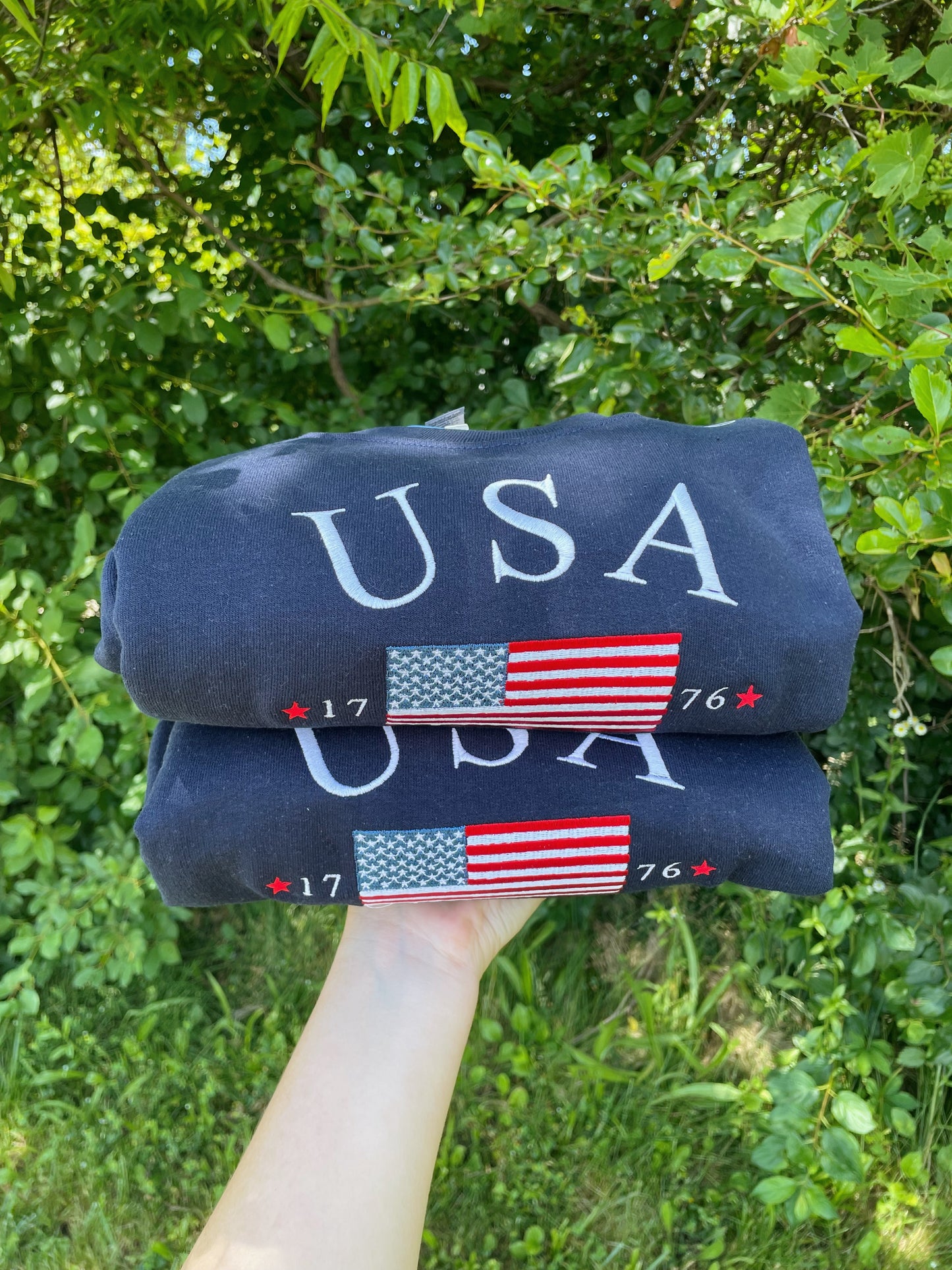 USA Flag Embroidered Sweatshirt