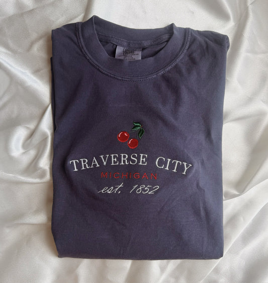 Traverse City Cherry Embroidered T-Shirt