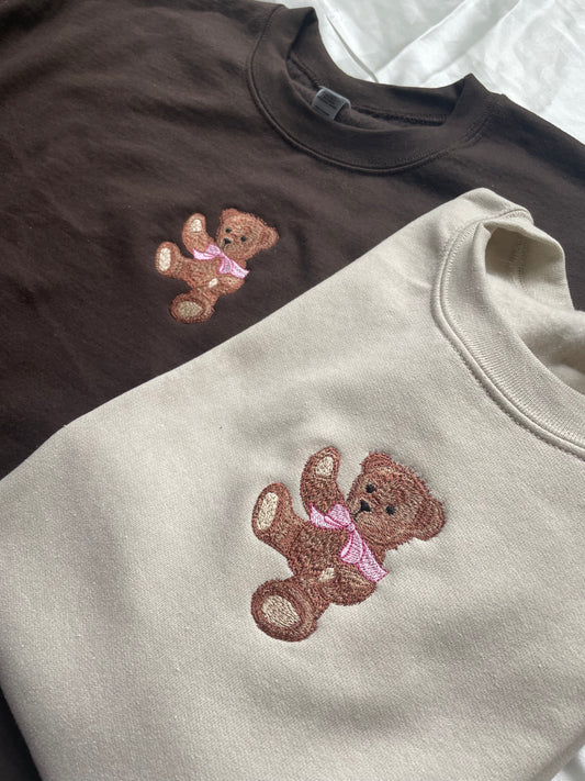 Teddy Bear Embroidered Sweatshirt