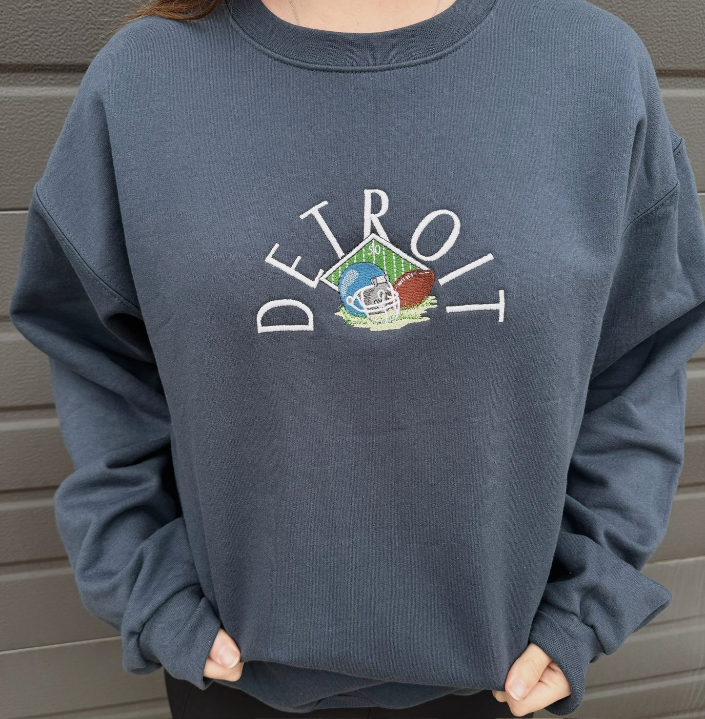 Vintage Detroit Football Embroidered Sweatshirt