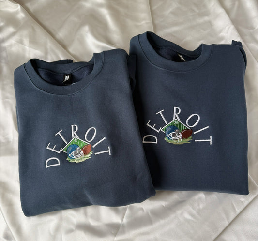 Vintage Detroit Football Embroidered Sweatshirt