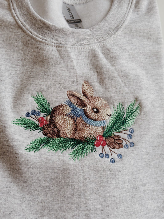Winter Bunny Embroidered Sweatshirt