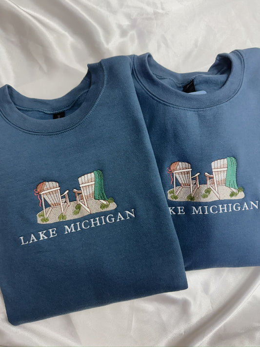 Lake Michigan Embroidered Sweatshirt