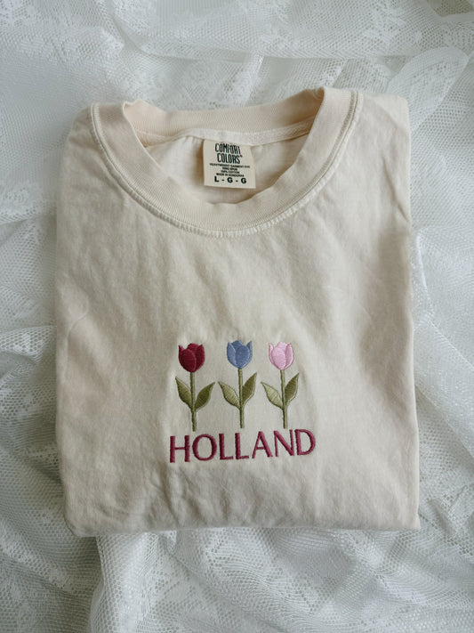 3 Tulip Holland Embroidered T-Shirt