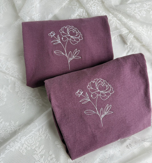 Peony Bloom Embroidered T-shirt