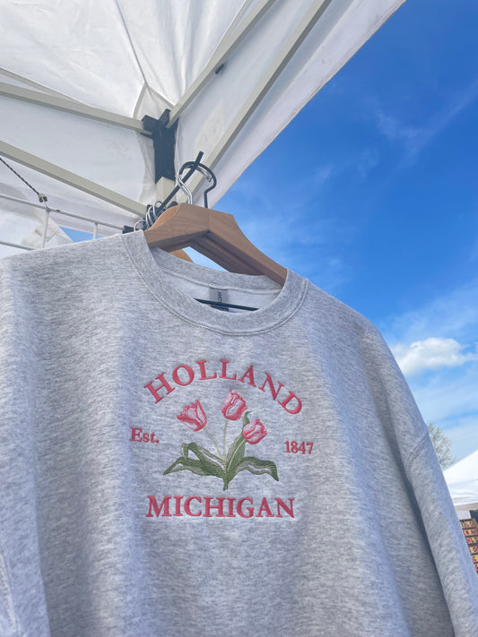 Holland Michigan Tulip Embroidered Sweatshirt