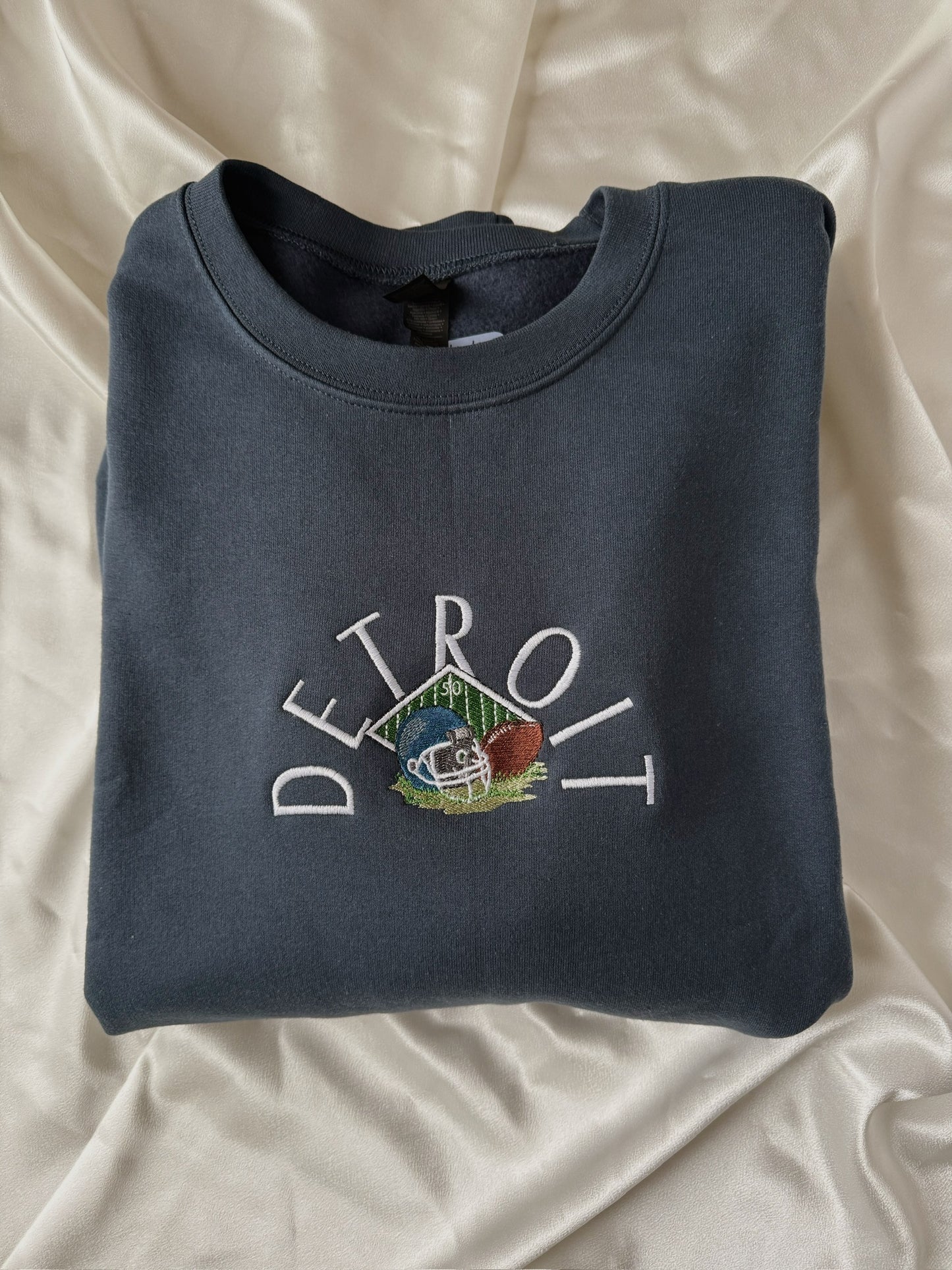 Vintage Detroit Football Embroidered Sweatshirt