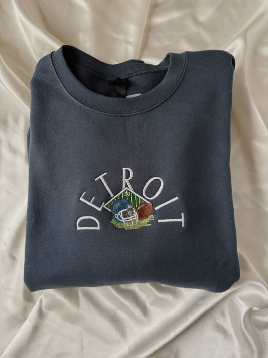 Vintage Detroit Football Embroidered Sweatshirt