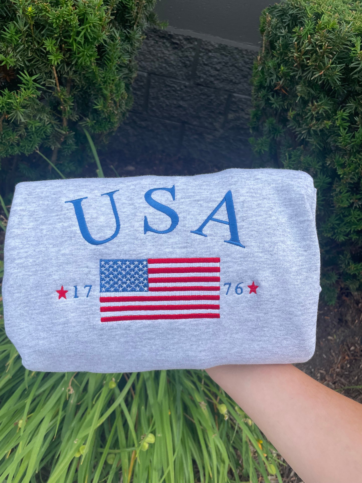 USA Flag Embroidered Sweatshirt