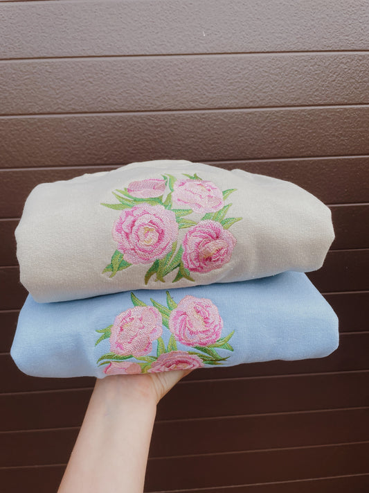 Large Peony Embroidered Sweatshirt