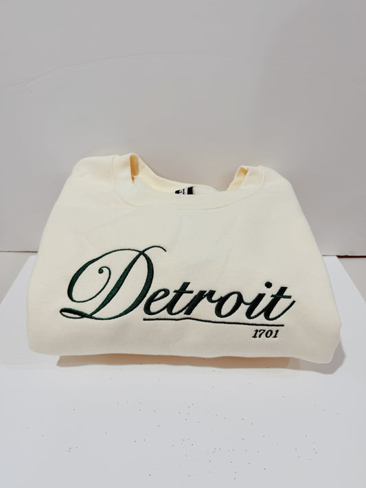 1701 Detroit Michigan Embroidered Sweatshirt