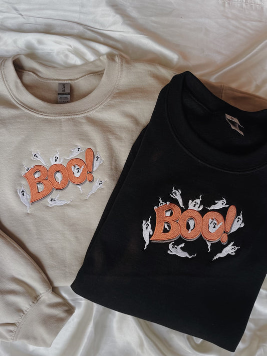 Boo Ghost Embroidered Sweatshirt