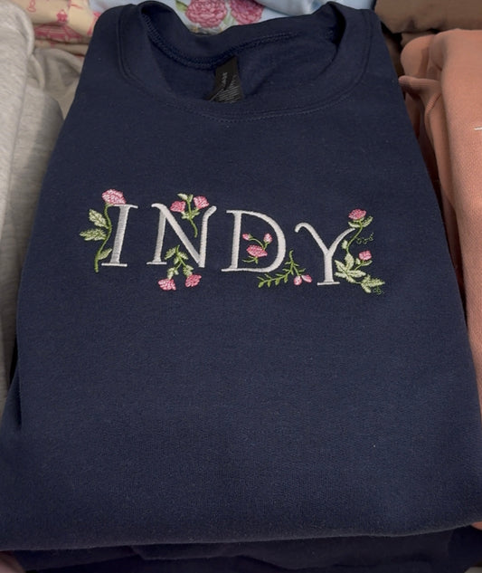 Floral Peony Indy Embroidered Sweatshirt