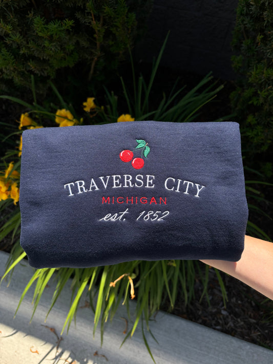 Traverse City Michigan Embroidered Sweatshirt