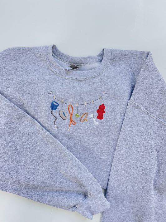 Dog Clothesline Embroidered Sweatshirt