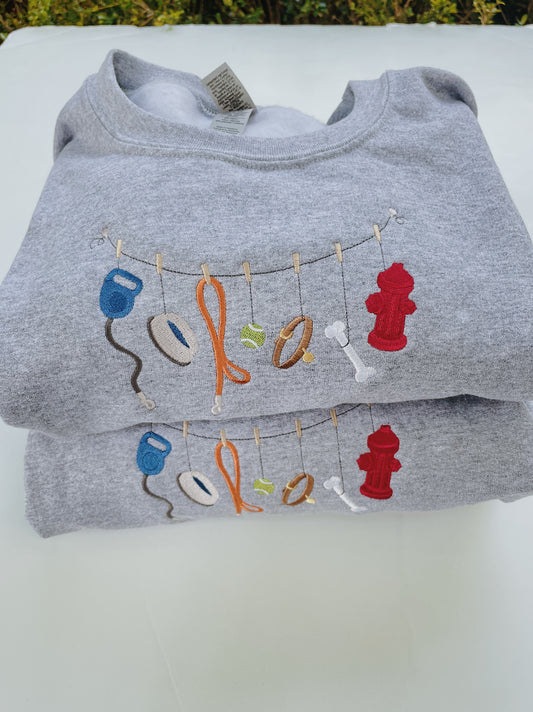 Dog Clothesline Embroidered Sweatshirt