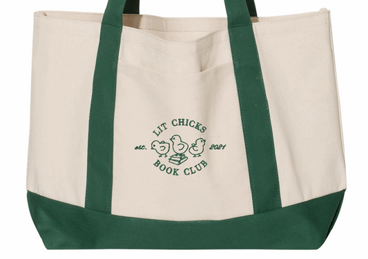 Lit Chicks Embroidered Boat Tote Bag