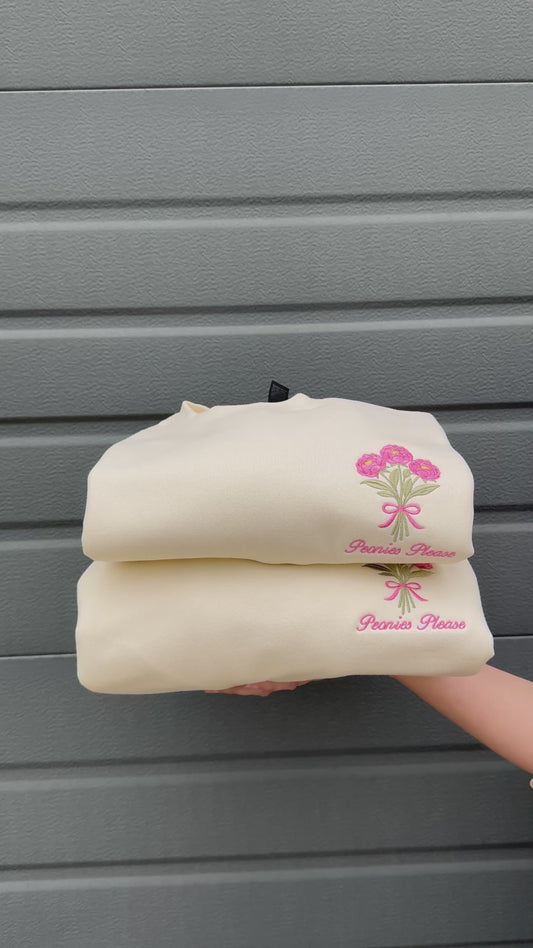 Peonies Please Embroidered Sweatshirt | Peony Collection