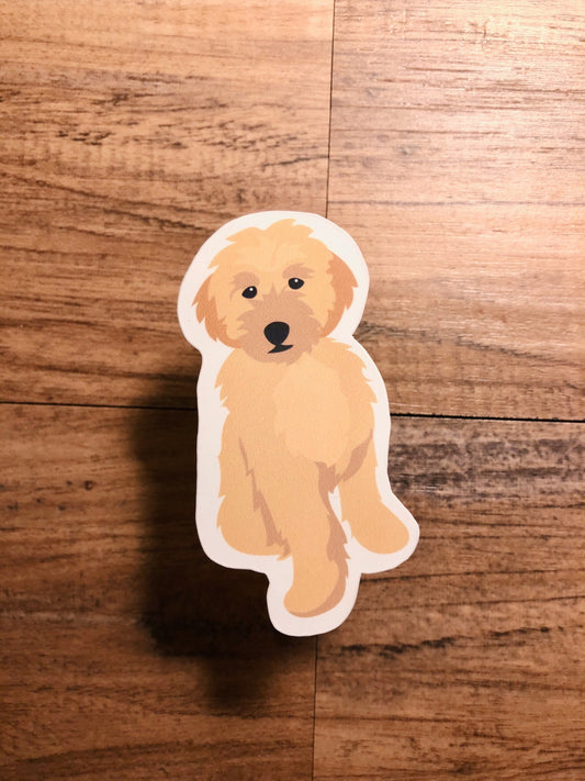 Golden Doodle Puppy Water Resistant Sticker