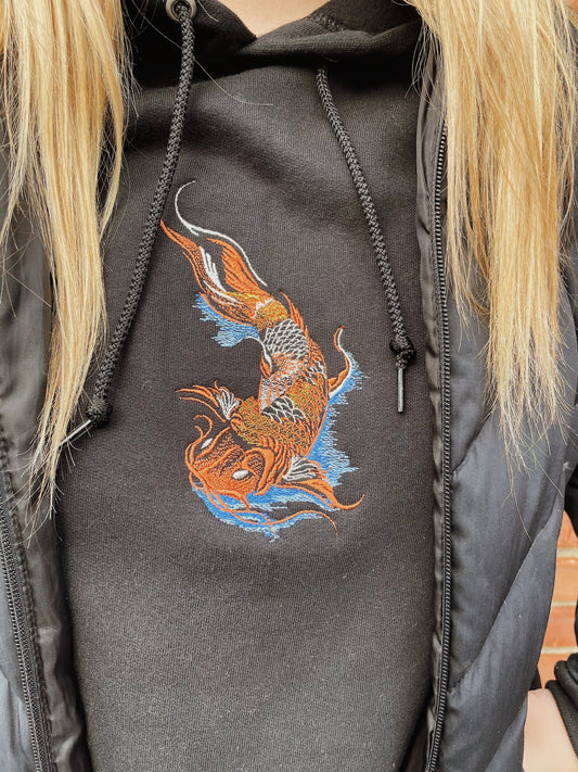Koi Fish Embroidered Hoodie