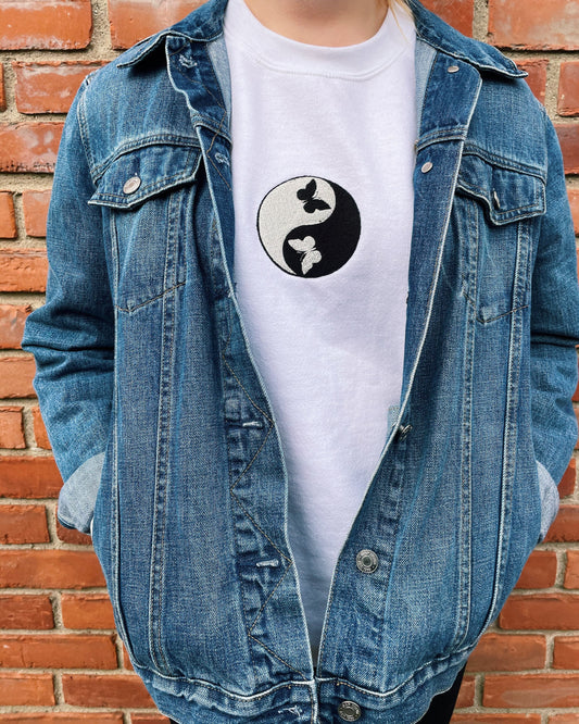 Butterfly Yin and Yang Embroidered Sweatshirt