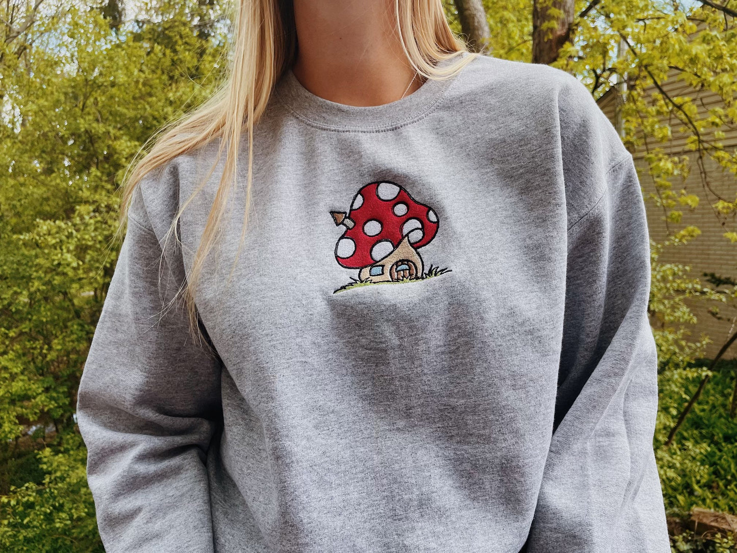 Mushroom House Embroidered Sweatshirt