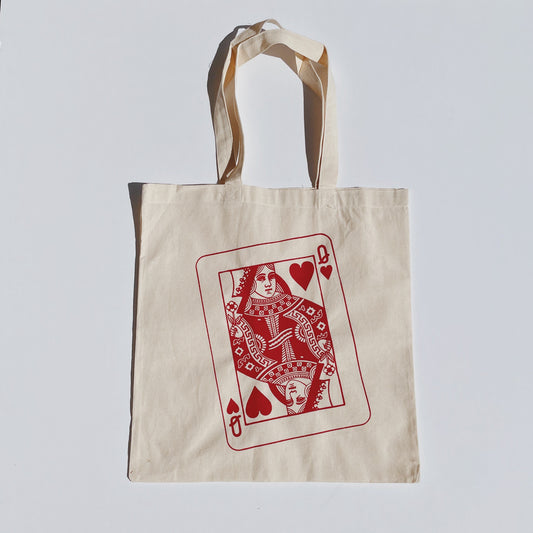 Queen of Hearts Tote Bag | Market Tote Bag l Minimalist Canvas Bag