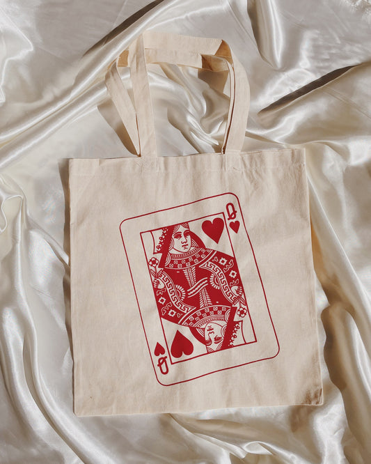 Queen of Hearts Tote Bag | Market Tote Bag l Minimalist Canvas Bag