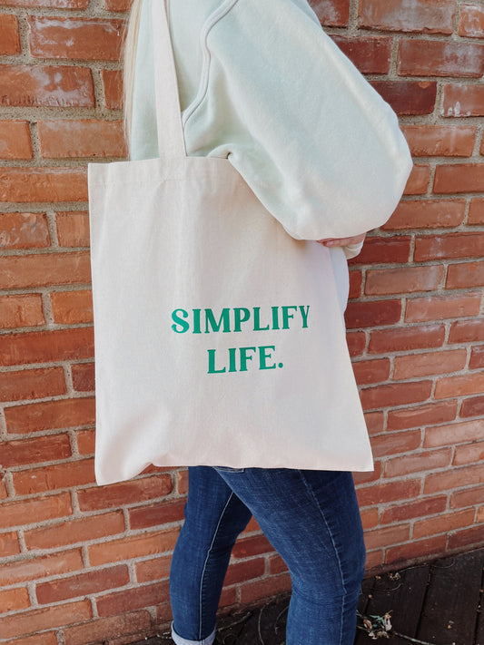 Simplify Life Tote Bag l Simplify Market Tote Bag l Minimalist Canvas Bag