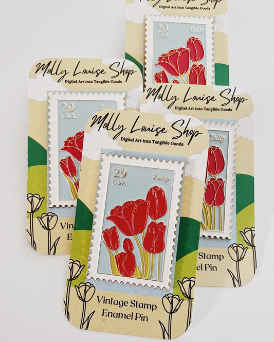 Tulip Vintage Stamp Enamel Pin
