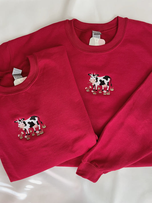 Cow Embroidered Sweatshirt