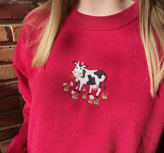Cow Embroidered Sweatshirt