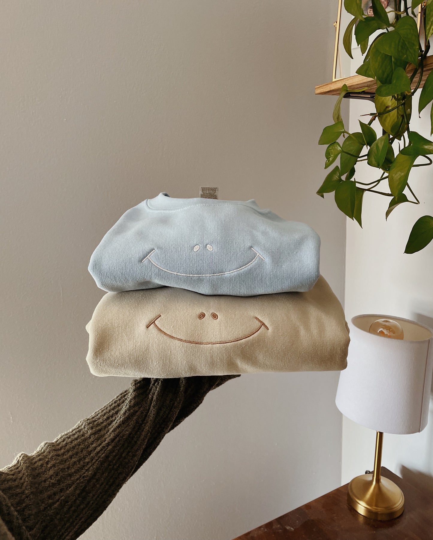 Smiley Face Embroidered Sweatshirt