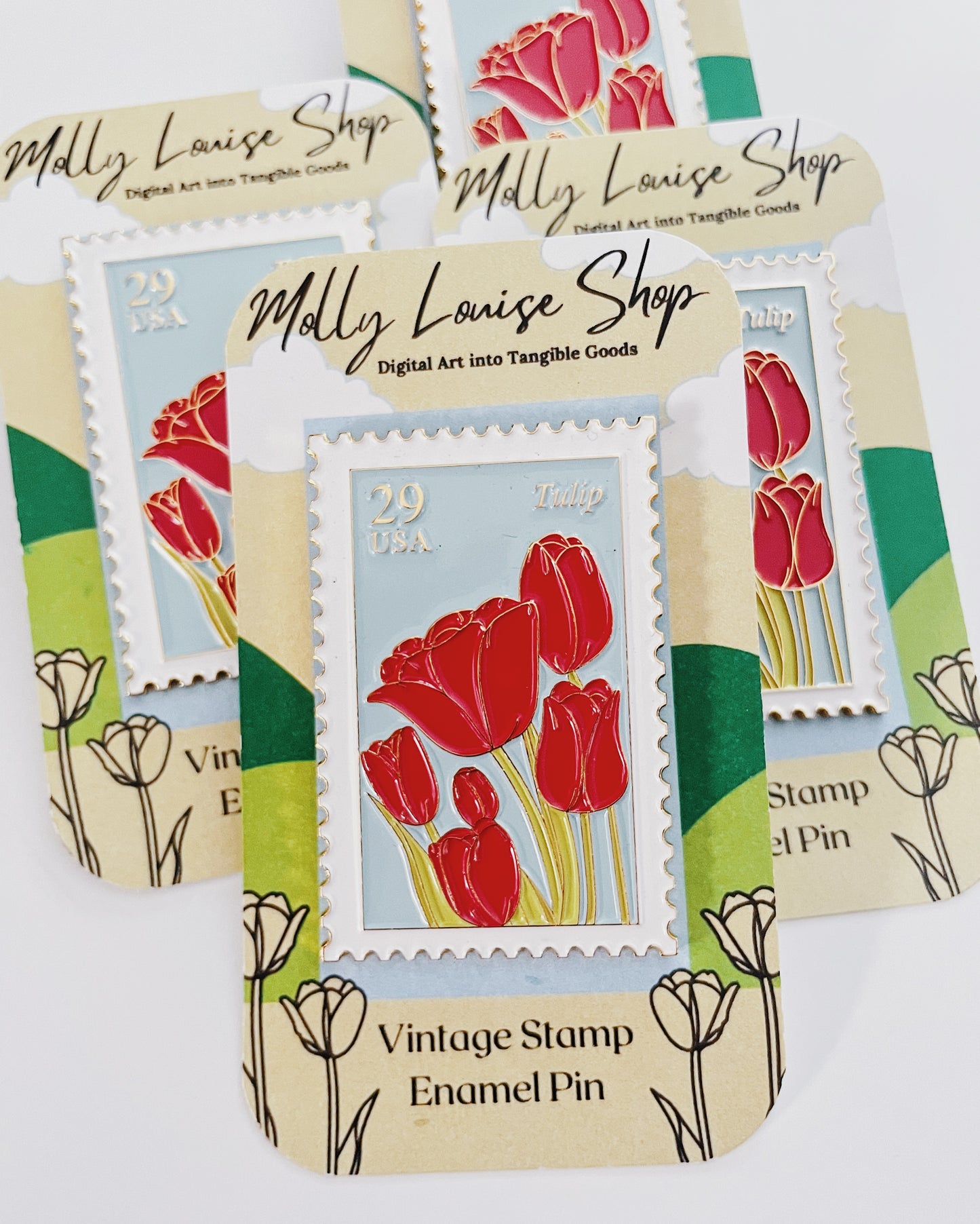 Tulip Vintage Stamp Enamel Pin